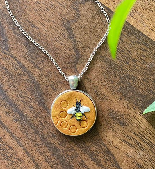 Hand Sculpted "Honey" Bee Necklace