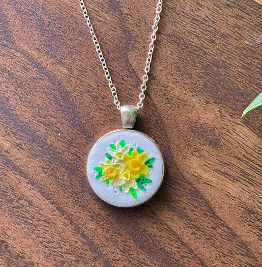 Hand Sculpted "Patsy" Floral Bouquet Necklace