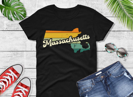 Comfort Colors® Massachusetts Retro Vintage Shirt, State of Massachusetts, Retro Vintage Massachusetts Tee, Cute Massachusetts TShirt