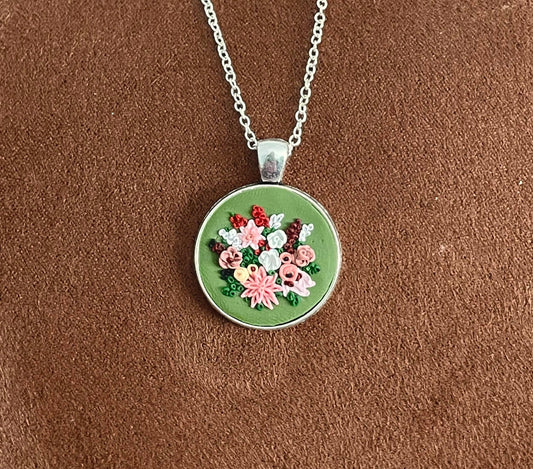 Hand Sculpted "Sadie" Floral Bouquet Necklace