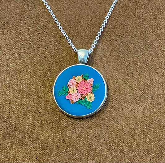 Hand Sculpted "Debbie" Floral Bouquet Necklace