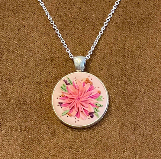 Hand Sculpted "Flossy" Floral Necklace