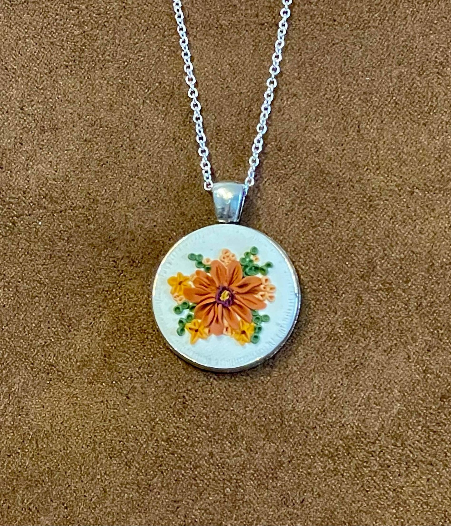 Hand Sculpted "Ginger" Floral Bouquet Necklace