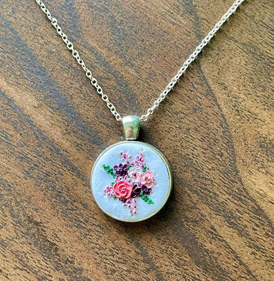 Hand Sculpted "Dorthea" Floral Bouquet Necklace