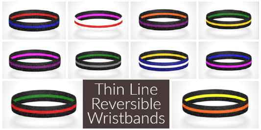 Reversible Thin Line Wristband Bracelet - Pick any 2 lines - Show Your Support and Appreciation