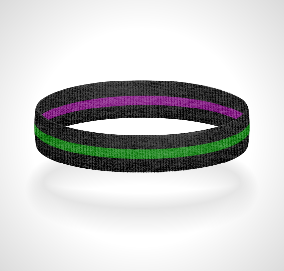 Reversible Thin Green Line Wristband Bracelet - Pick a 2nd Thin Line Color