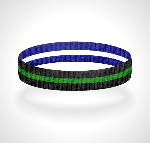 Reversible Thin Green Line Wristband Bracelet - Pick a 2nd Thin Line Color