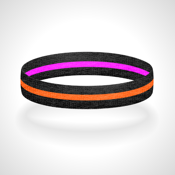 Reversible Thin Orange Line Wristband Bracelet - Pick a 2nd Thin Line Color