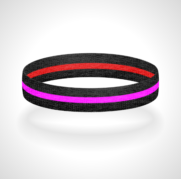 Reversible Thin Pink Line Wristband Bracelet - Pick a 2nd Thin Line Color