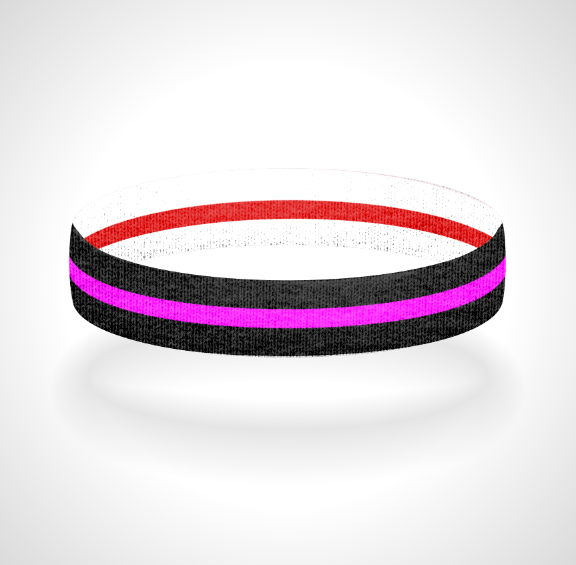 Reversible Thin Pink Line Wristband Bracelet - Pick a 2nd Thin Line Color