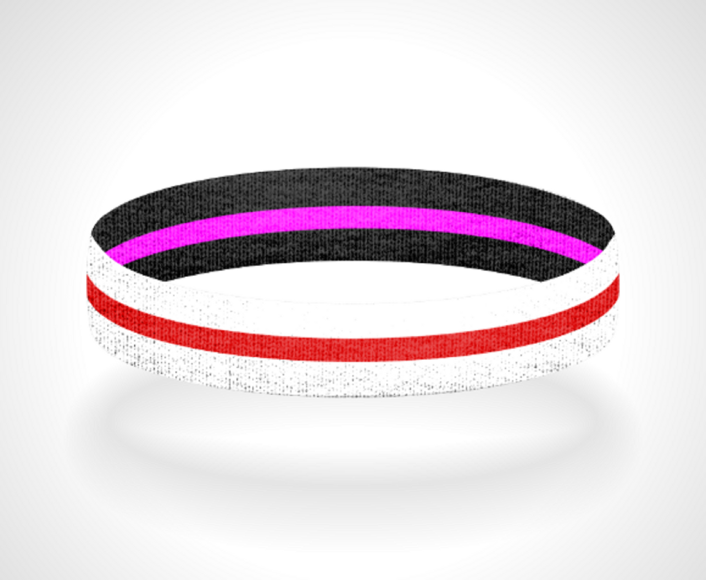 Reversible Thin Red Line White Background Wristband Bracelet - Pick a 2nd Thin Line Color