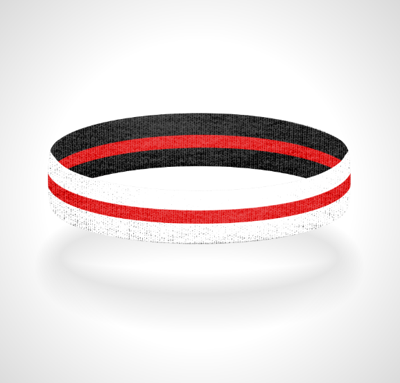 Reversible Thin Red Line White Background Wristband Bracelet - Pick a 2nd Thin Line Color