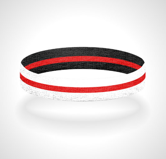 Reversible Thin Red Line White Background Wristband Bracelet - Pick a 2nd Thin Line Color